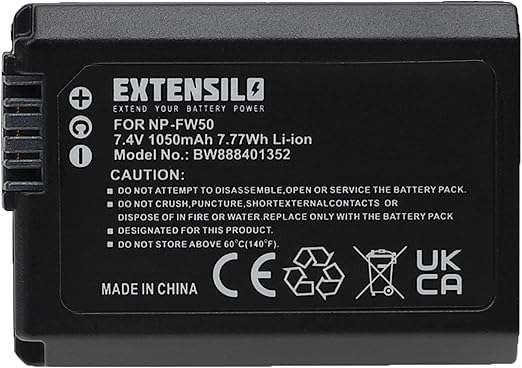 EXTENSILO batteria sostituisce Sony NP-FW50 per fotocamera digitale DSLR (1050mAh, 7,4V, Li-Ion)