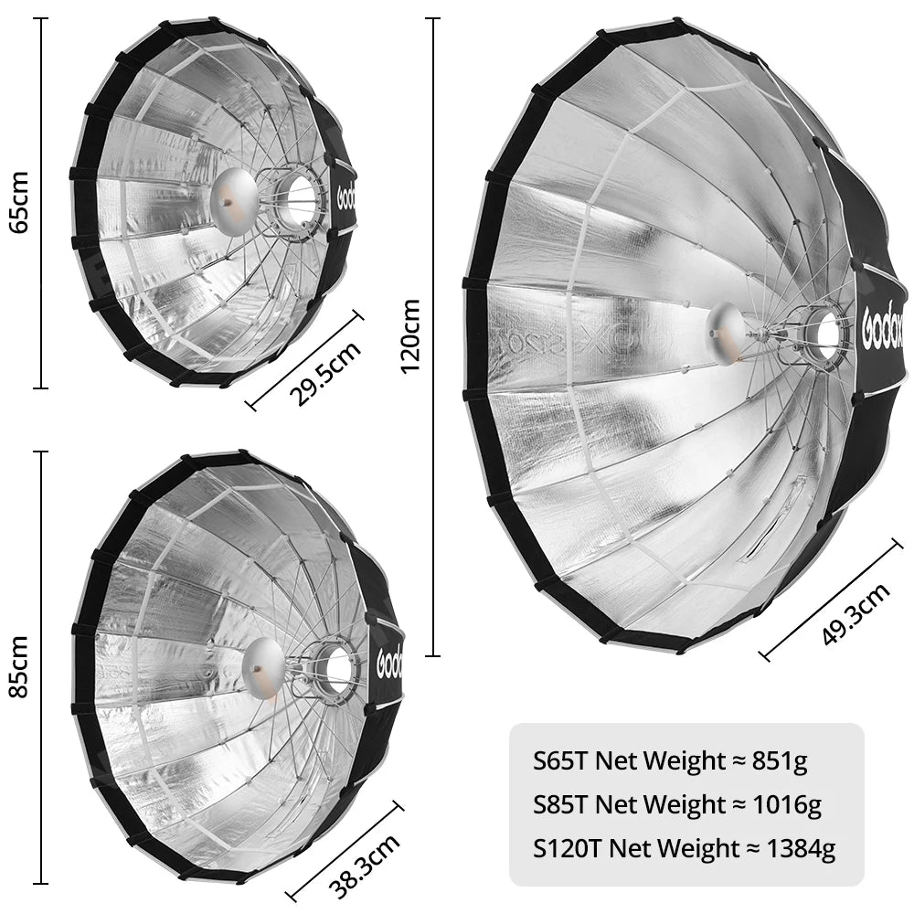 GODOX S65T S85T S120T Softbox a ombrello a sgancio rapido, pieghevole, supporto bowens