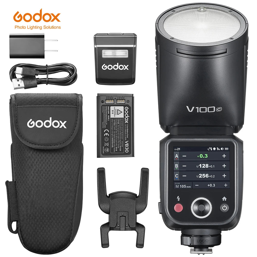 Godox Flash V100 TTL Testa Tonda 100Ws V100S V100C V100N Canon Nikon Sony Fujifilm