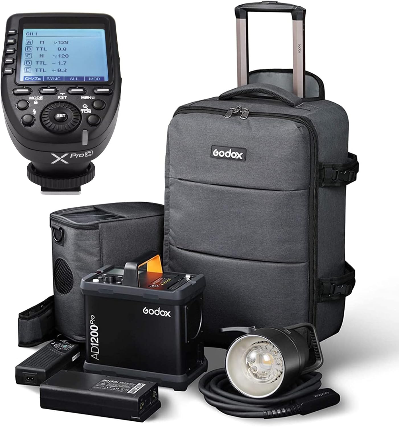 Godox AD1200 Pro Flash TTL da studio professionale con batteria e trolley attacco bowens