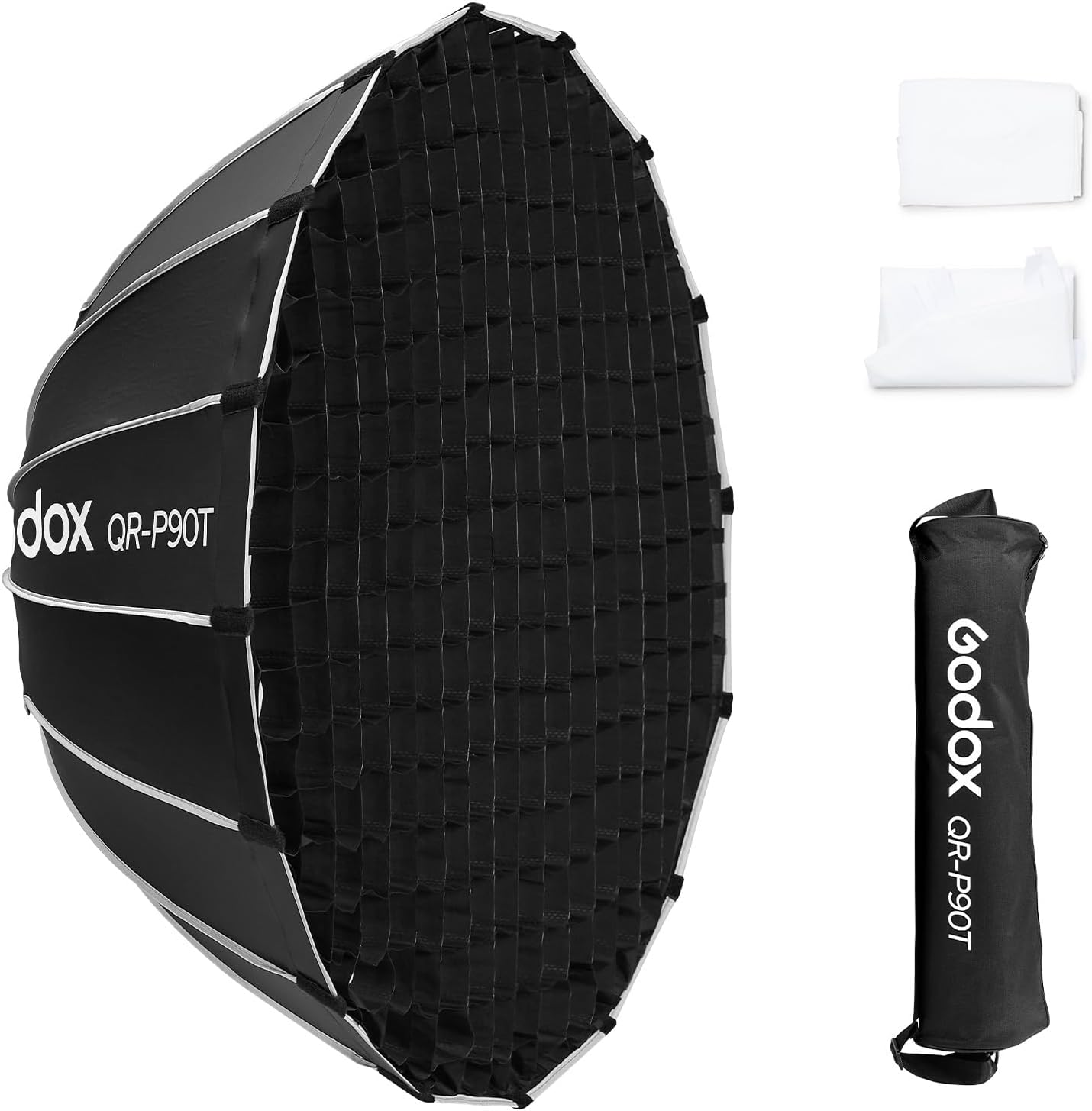 Godox QR-P90T Softbox parabolico a sgancio rapido con griglia a nido d'ape, supporto Bowen